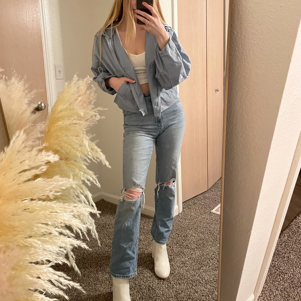 NWT PacSun Light Blue Cropped Winder Breaker Jacket